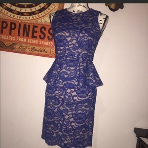 Cache blue lace peplum dress